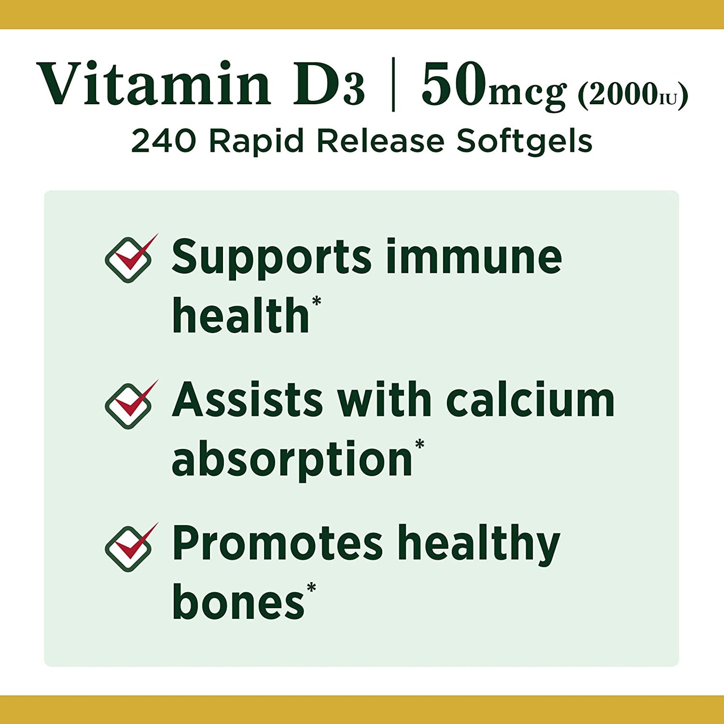 Nature’s Bounty for Vitamin D3 2000IU, 240 Softgels