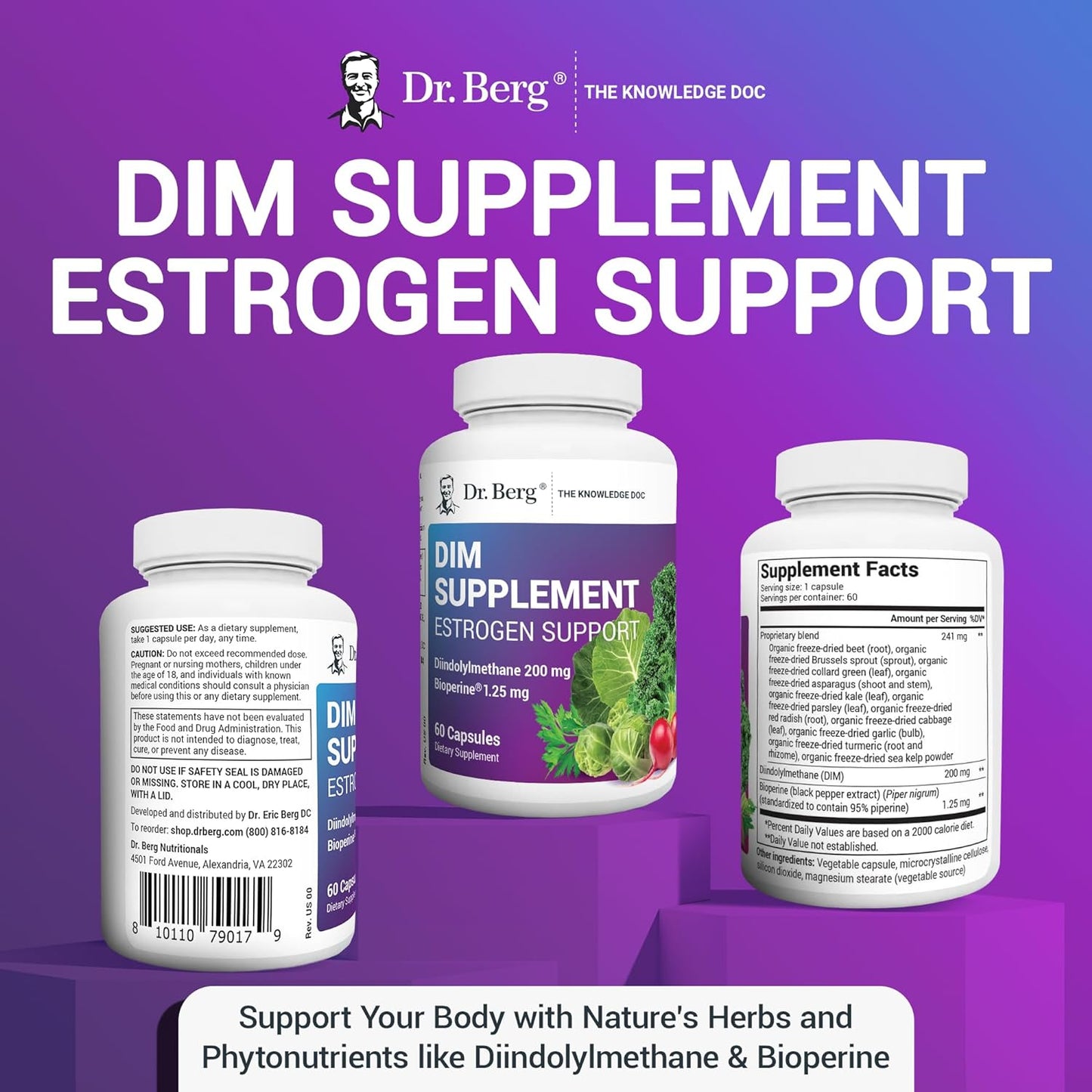 Dr. Berg’s DIM Supplement Estrogen Support for Women 60 Capsules