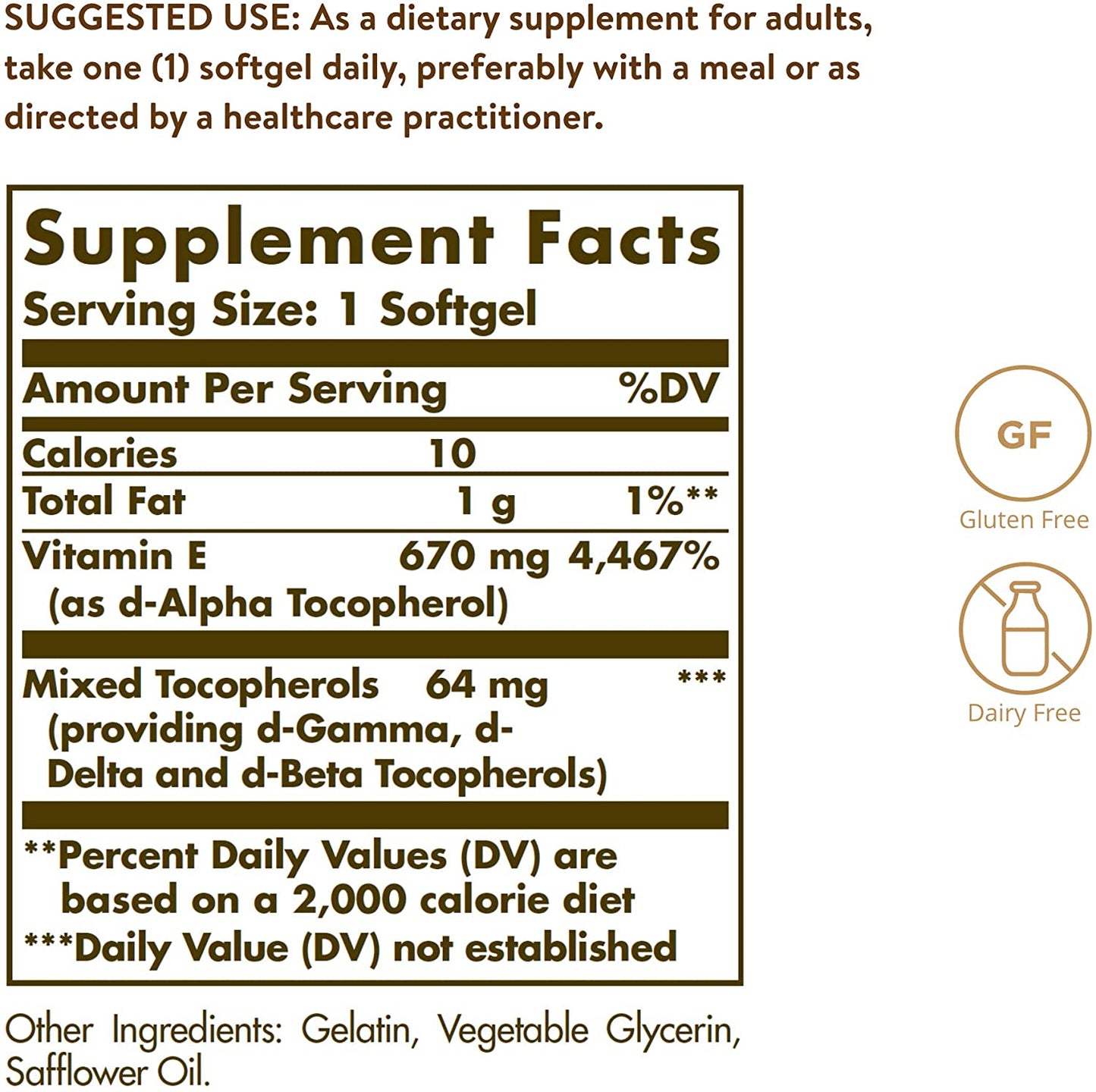 Solgar Vitamin E 670 mg (1000 IU) 100 Softgels