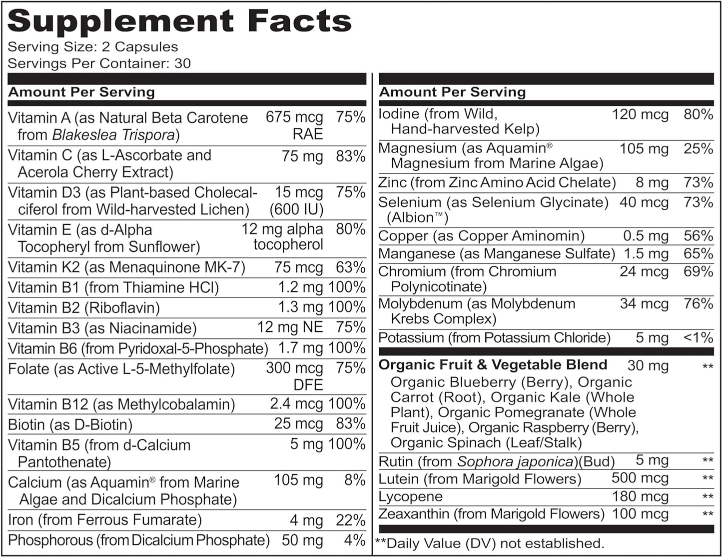 NATURELO Whole Food Multivitamin for Teens - 60 capsules