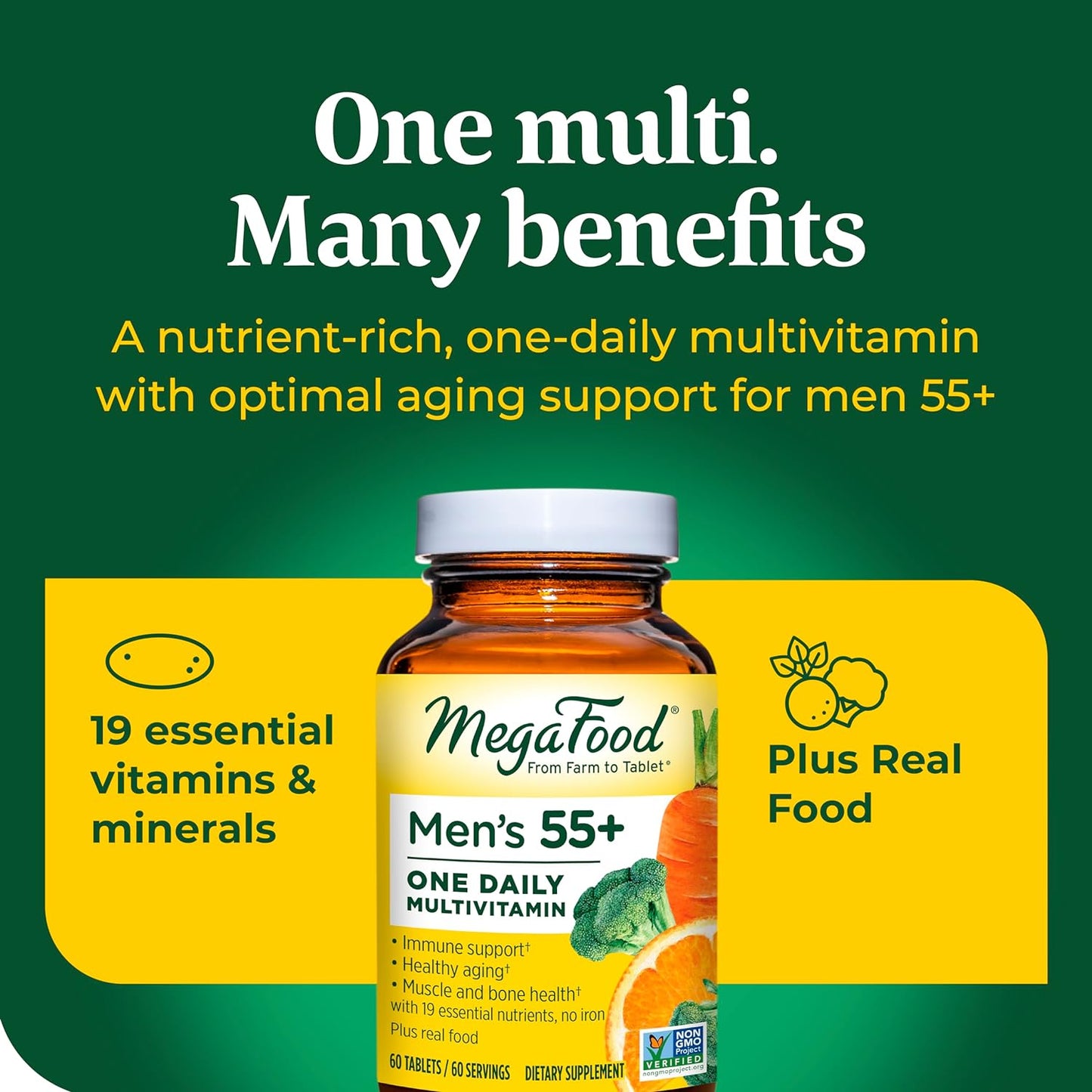 MegaFood Men's 55+ One Daily - Multivitamin for Men