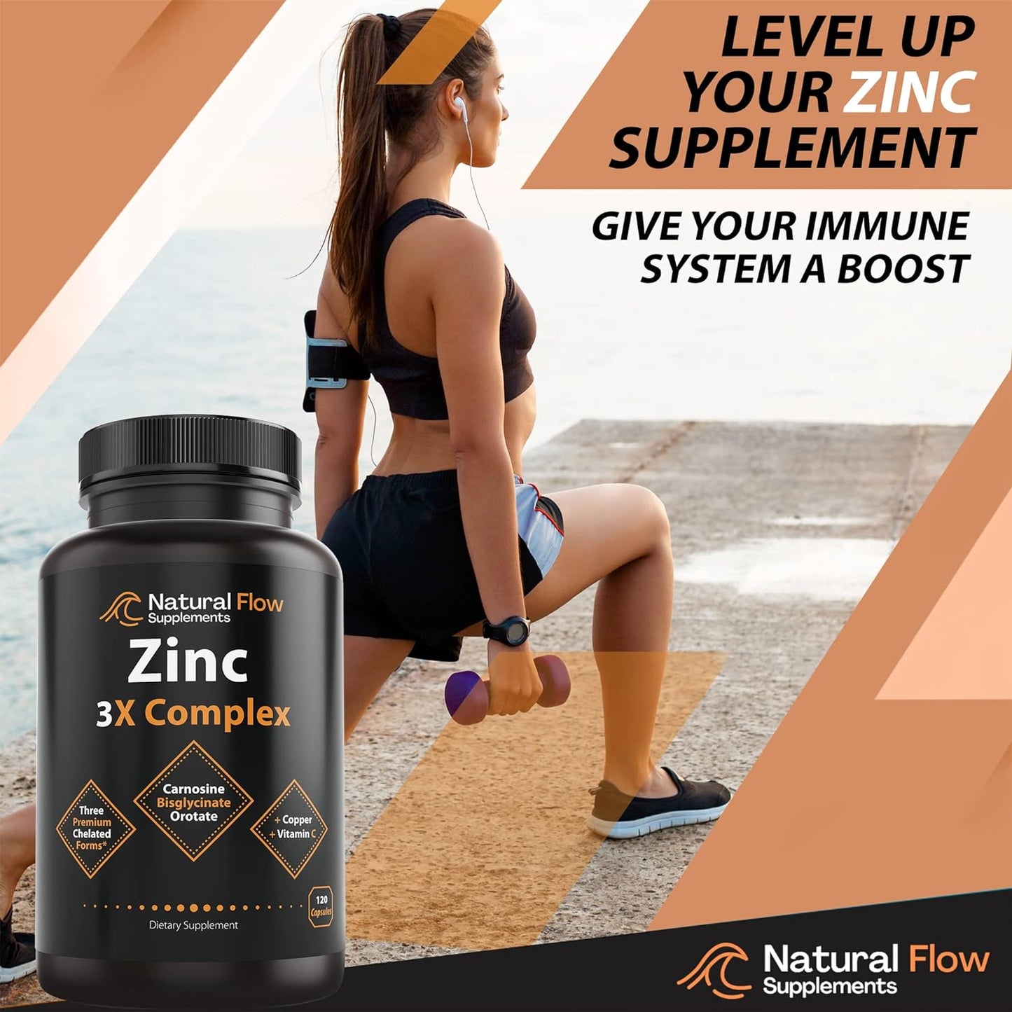 Zinc Supplement Complex with Copper and Vitamin C - 120 Capsules