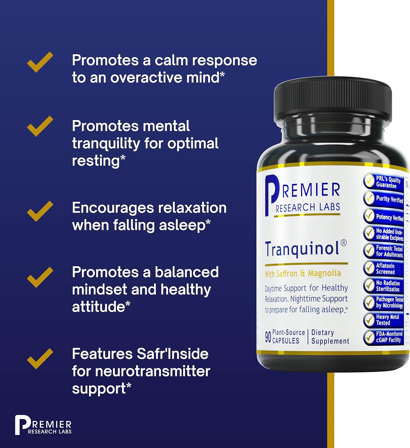 Premier Research Labs Tranquinol  Natural Sleep Aid Supplement - 90 capsules