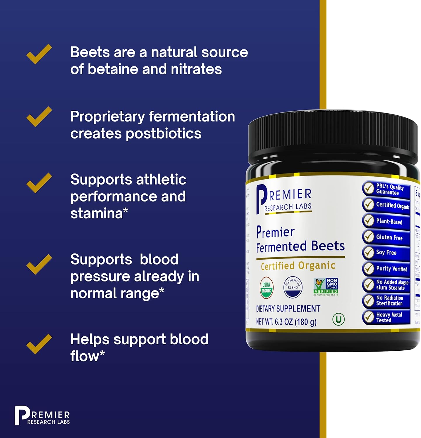 Premier Research Labs Fermented Beets - Gut Health Support Supplement- 6.3 oz Powder