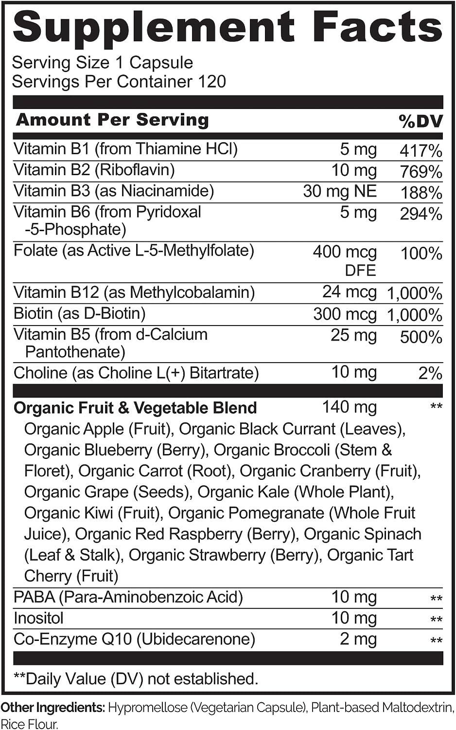 NATURELO Vitamin B Complex with Methyl B12, 120 capsules