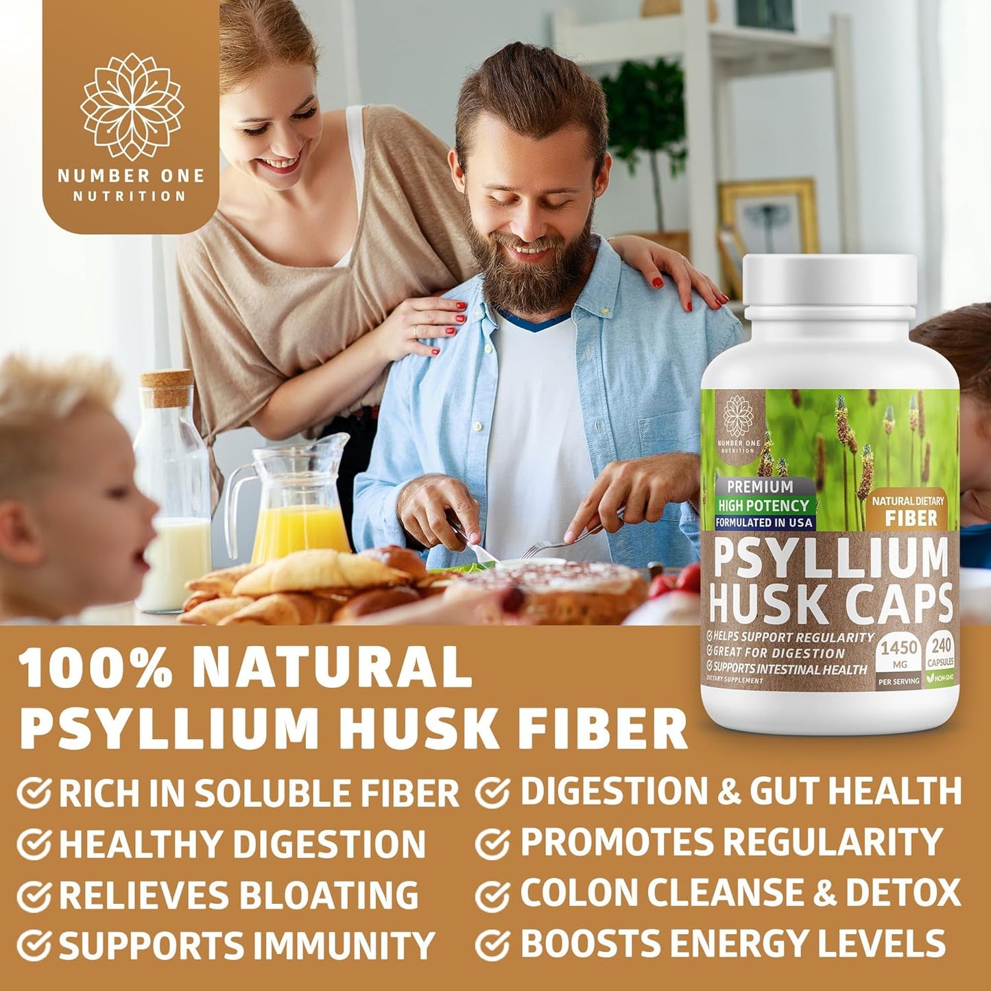 N1N Premium Psyllium Husk 240 Capsules