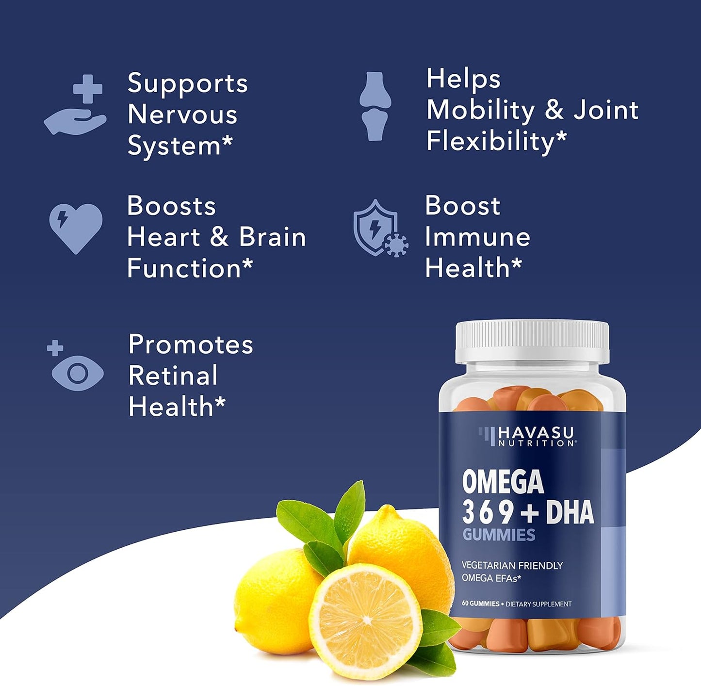 Omega 3-6-9 Gummies + DHA Vegetarian Friendly 60 gummies