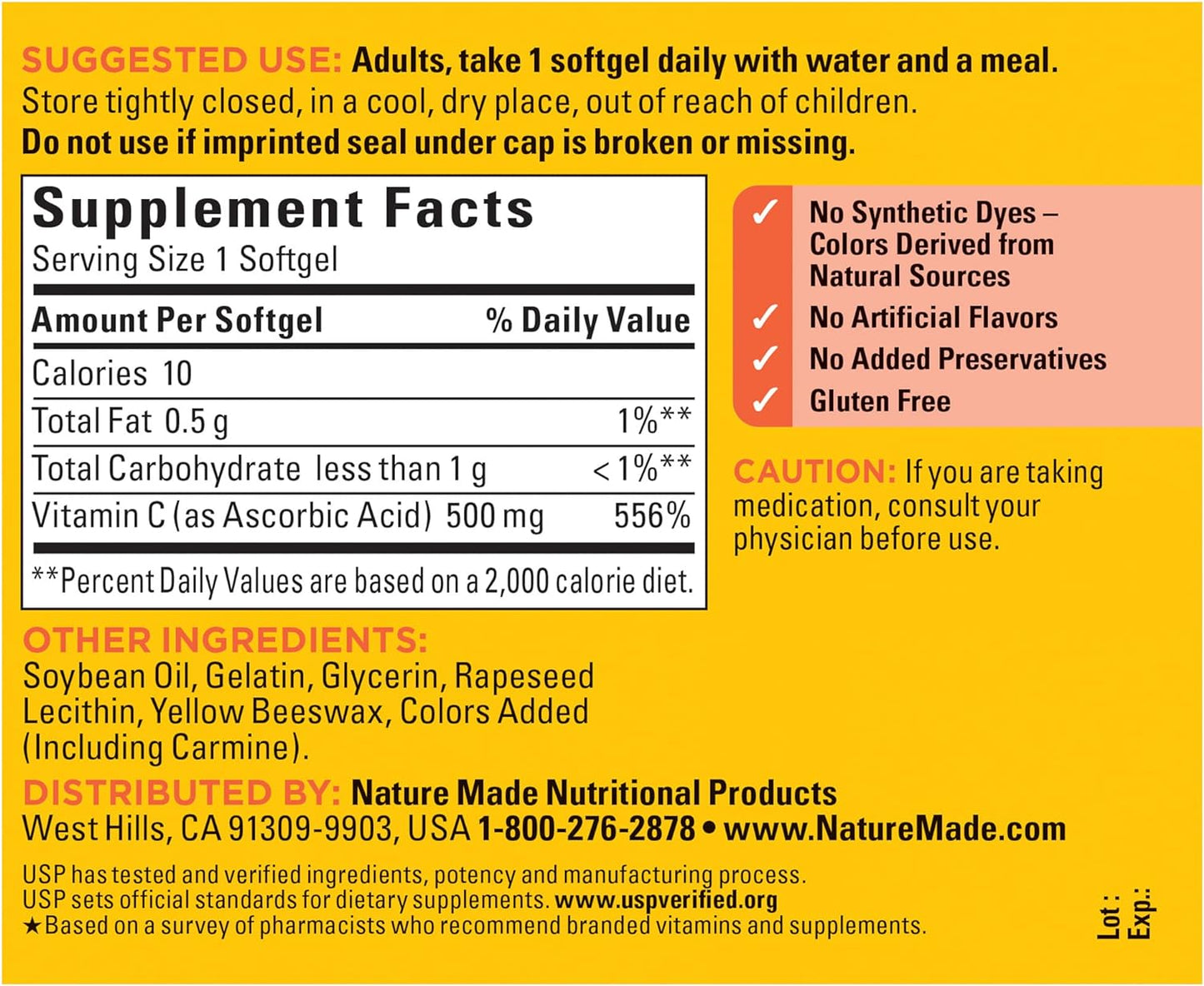 Nature Made Vitamin C 500 mg  60 Softgels