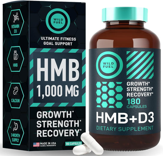 HMB and Vitamin D3 Supplement Capsules -180 Capsules