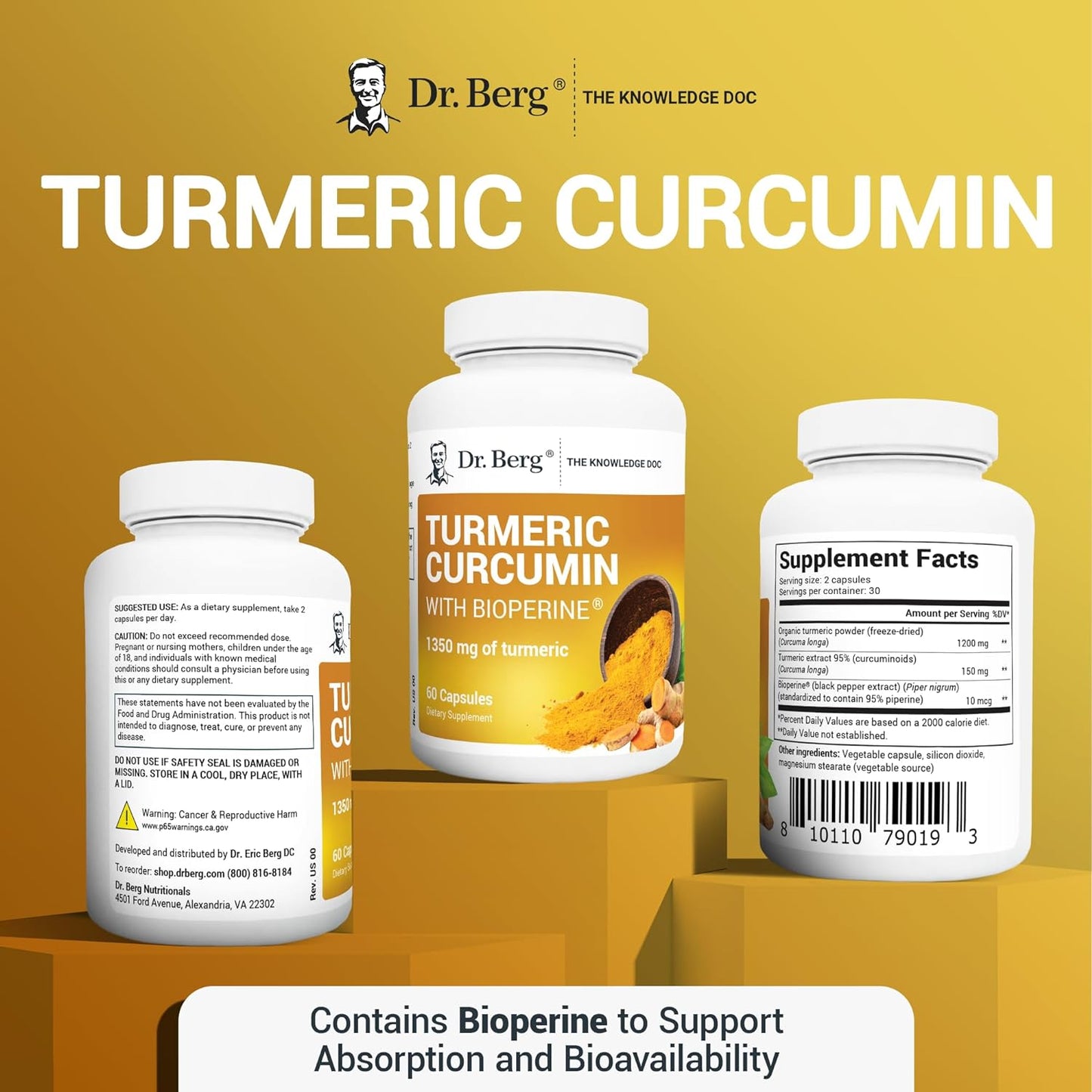 Dr. Berg Turmeric Curcumin with Bioperine   60 Capsules