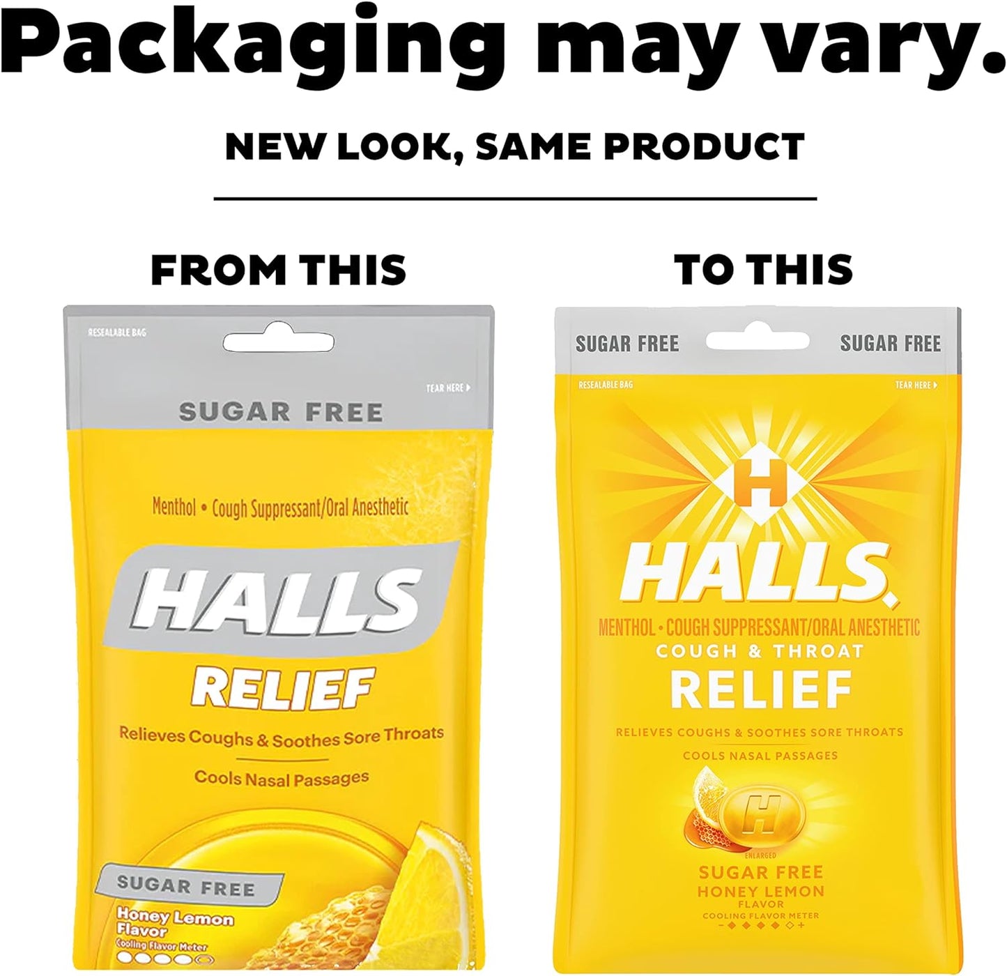 HALLS Relief Honey Lemon Sugar Free Cough 180 Drops