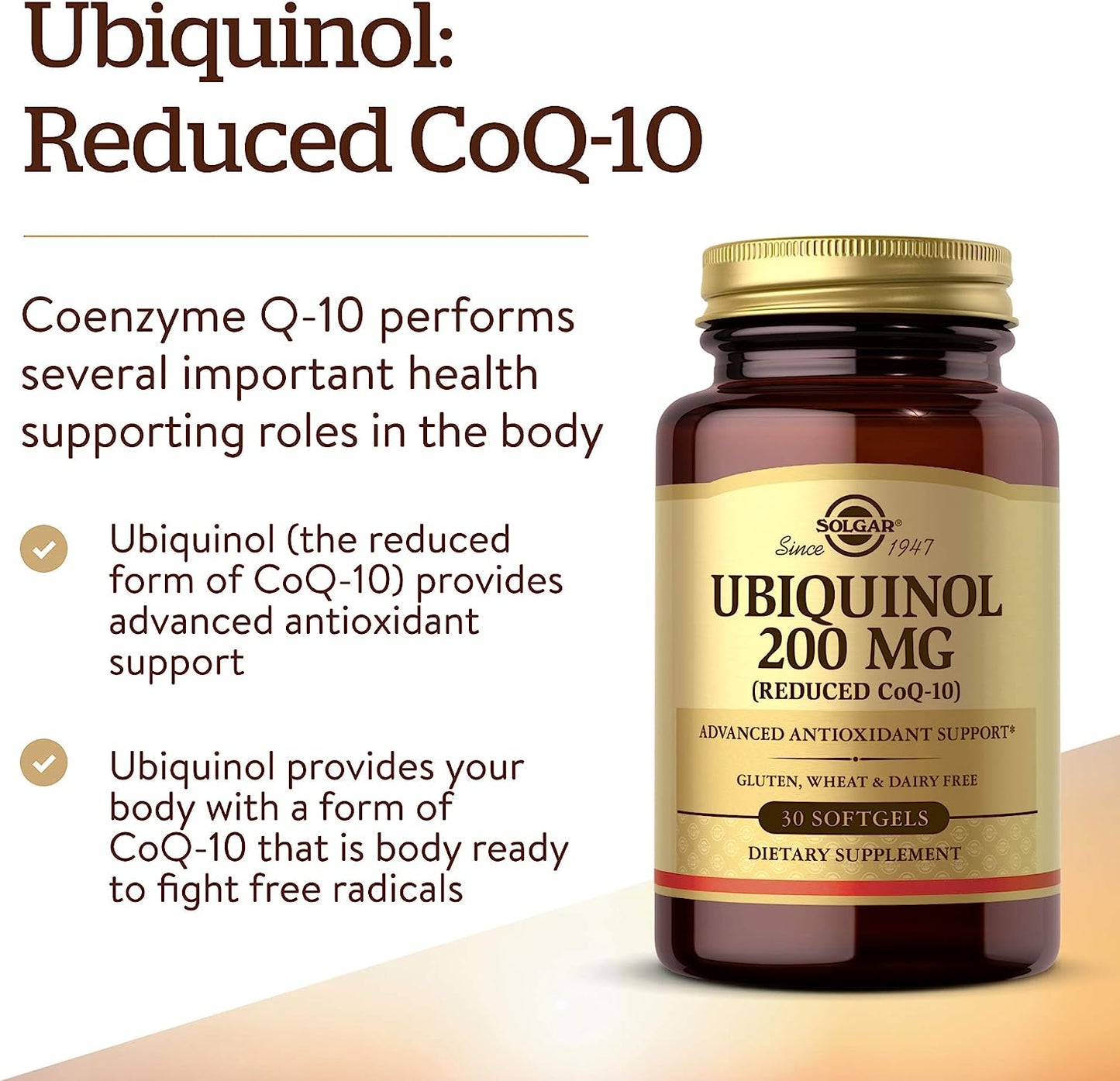 Solgar Ubiquinol 200 mg (Reduced CoQ-10), 30 Softgels