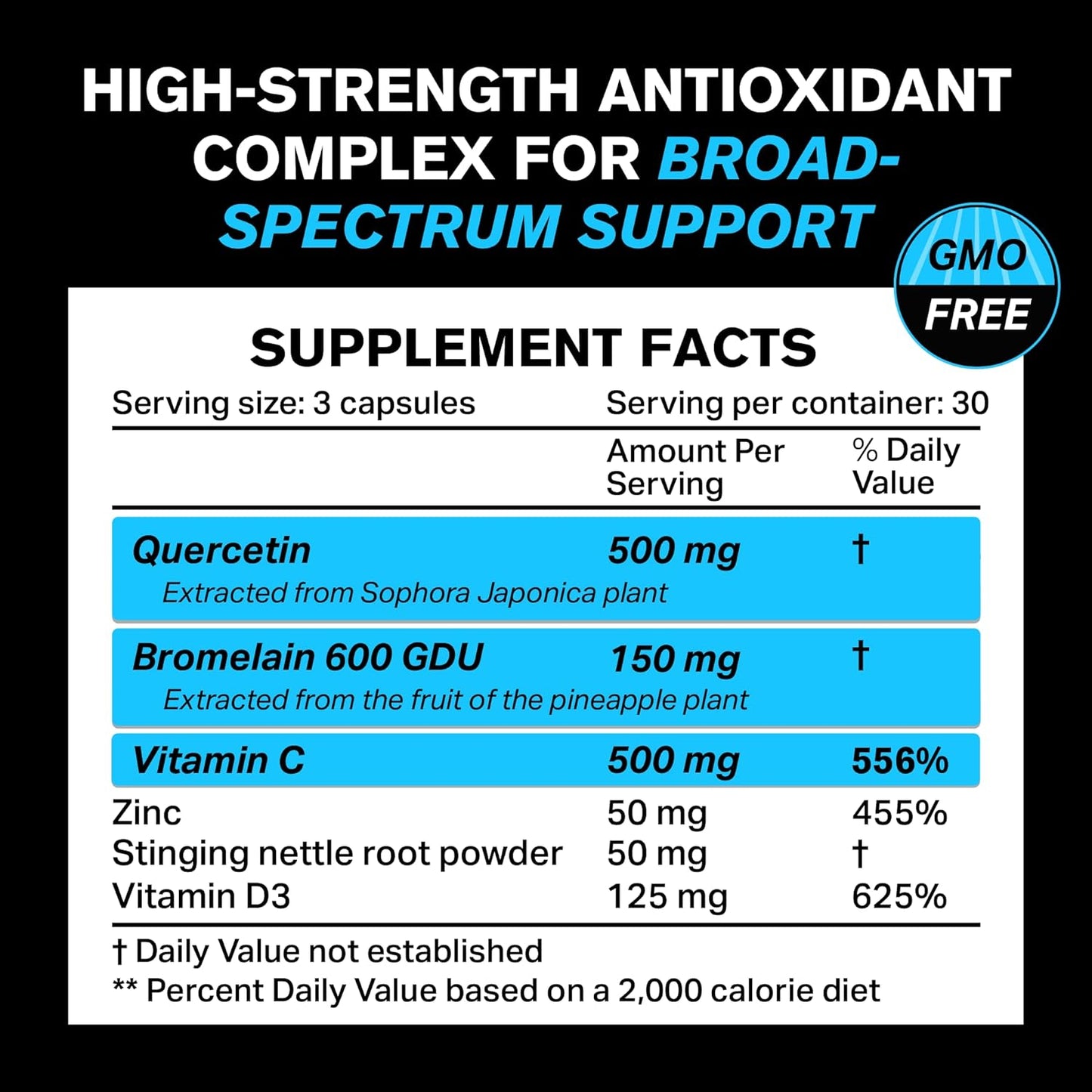 Quercetin with Bromelain 500mg - 120 Capsules