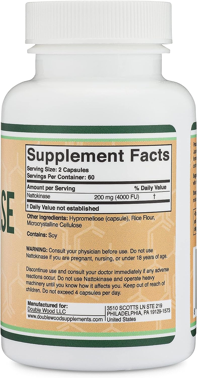 Nattokinase Supplement 4,000 FU Servings, 120 Capsules