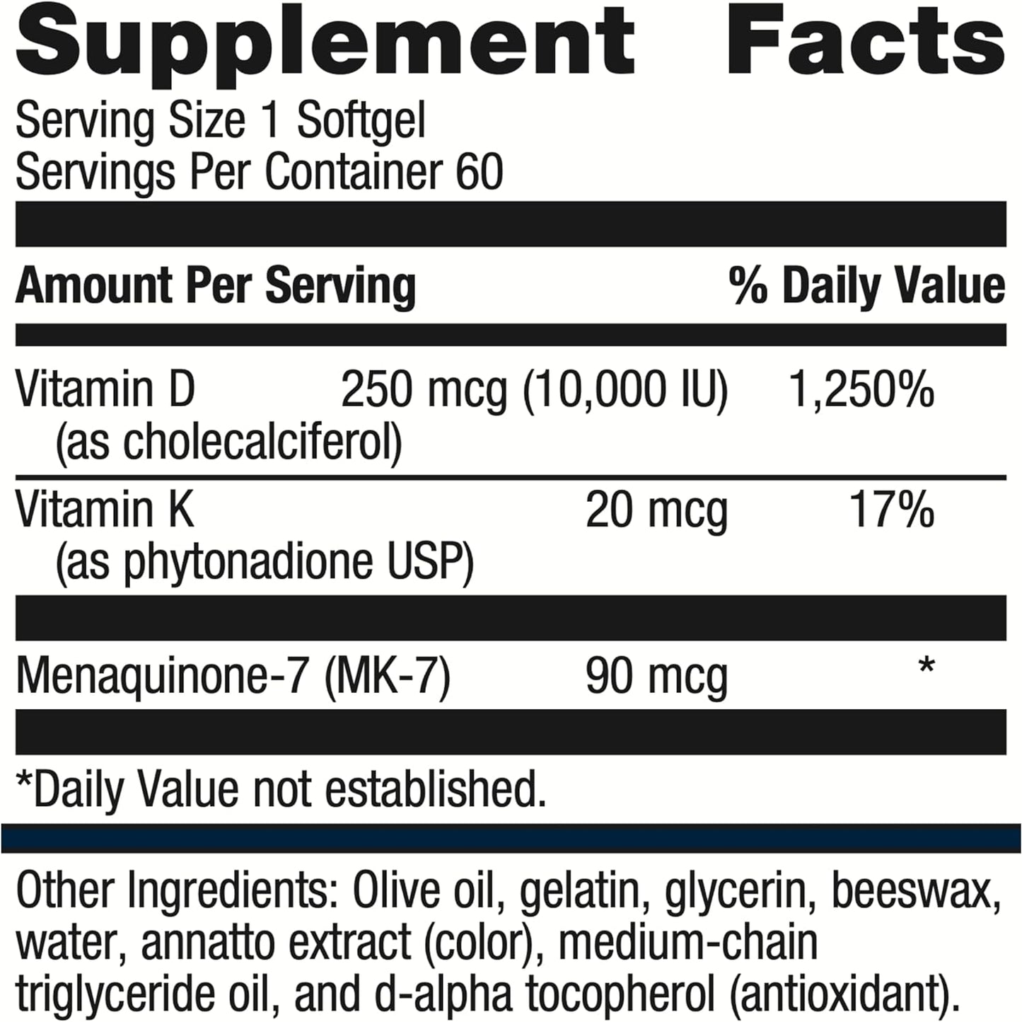 Metagenics D3 10,000 + K - for Immune Support , 60 Softgels