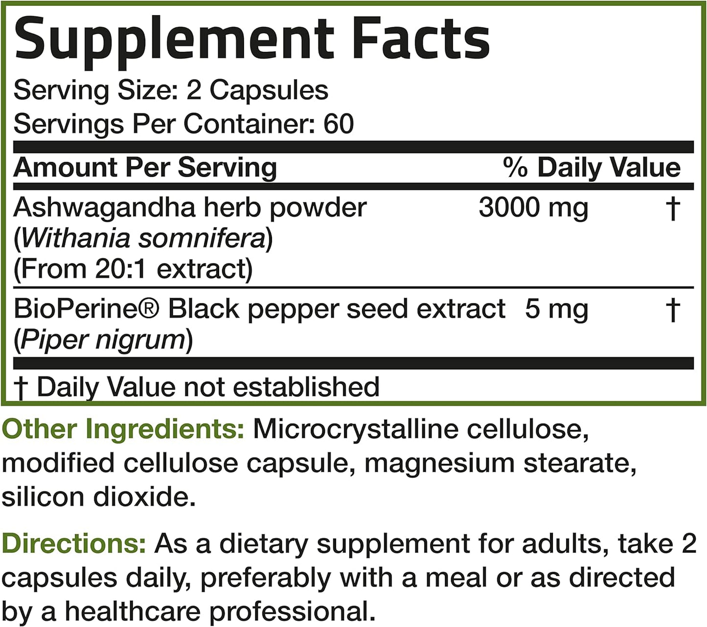 Bronson Ashwagandha Extra Strength 120 Vegetarian Capsules