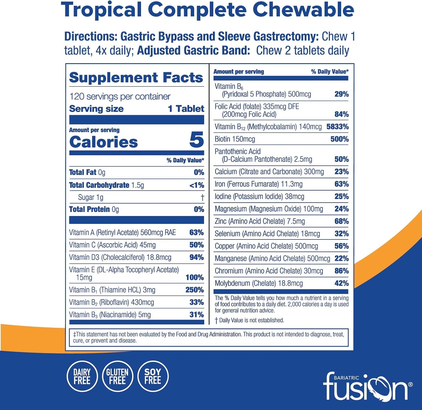 Bariatric Fusion Tropical Complete Chewable - 120 Tablets