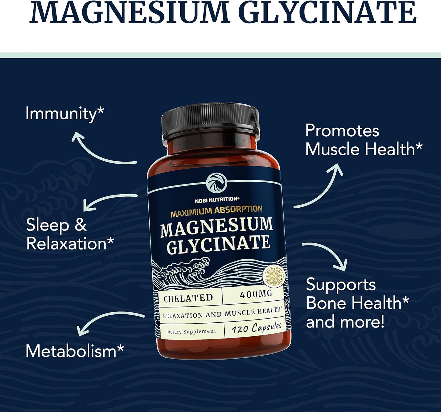 Magnesium Glycinate  Chelated Bisglycinate for Muscle 120 Capsules