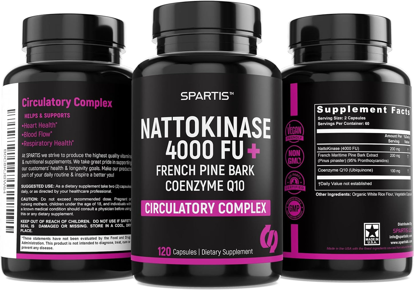 Nattokinase Supplement 4000 FU CoQ10 100mg - 120 capsules