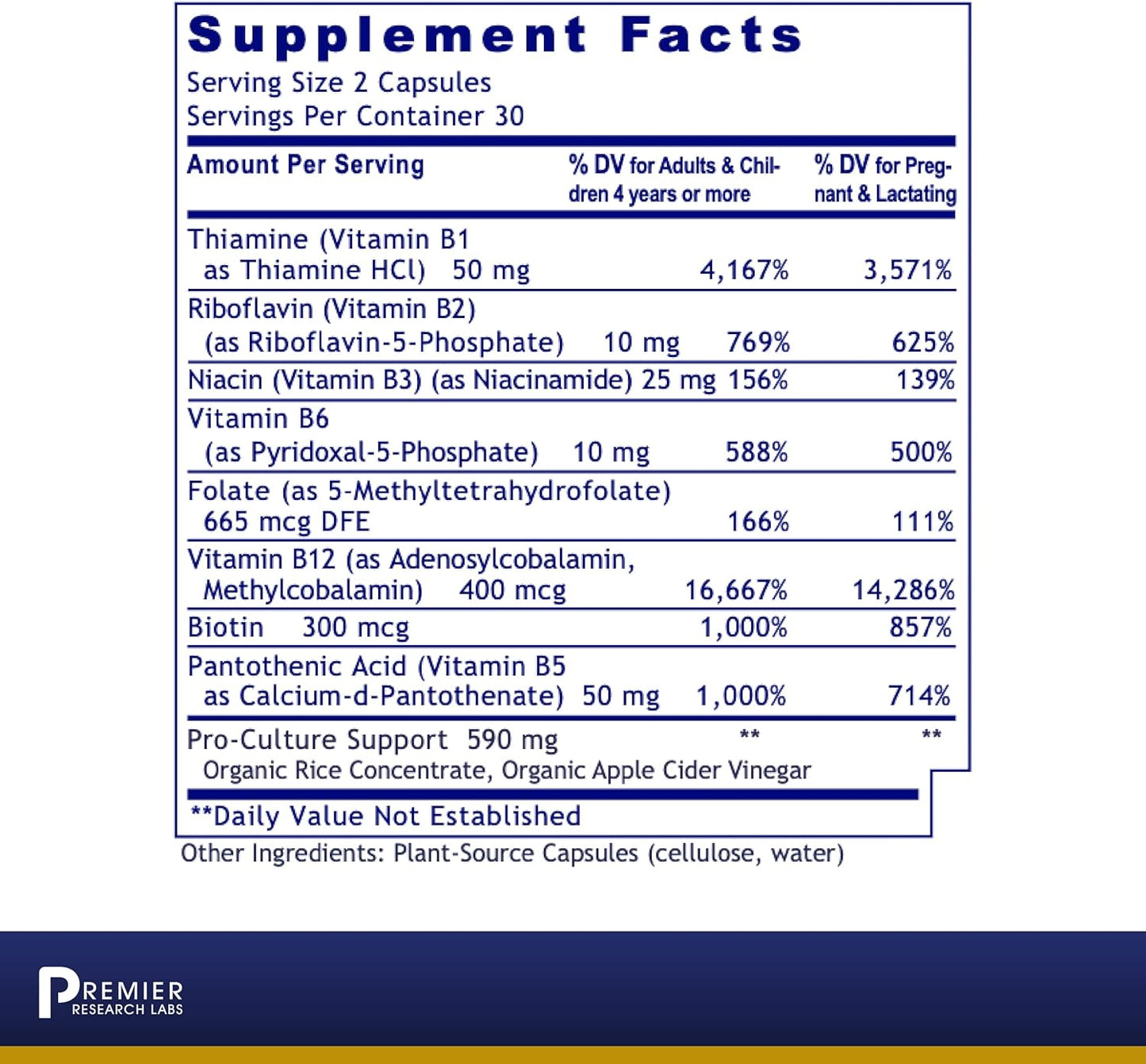 Premier Research Labs Complete B: Vitamin B Complex Supplement - 60 Capsules