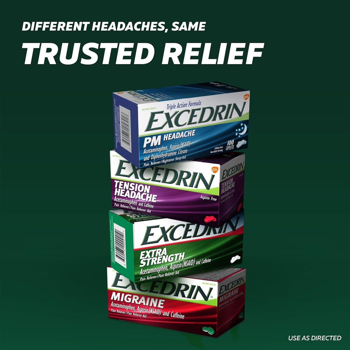 Excedrin PM Sleep Aid with Headache Relief Caplets  - 100 Count