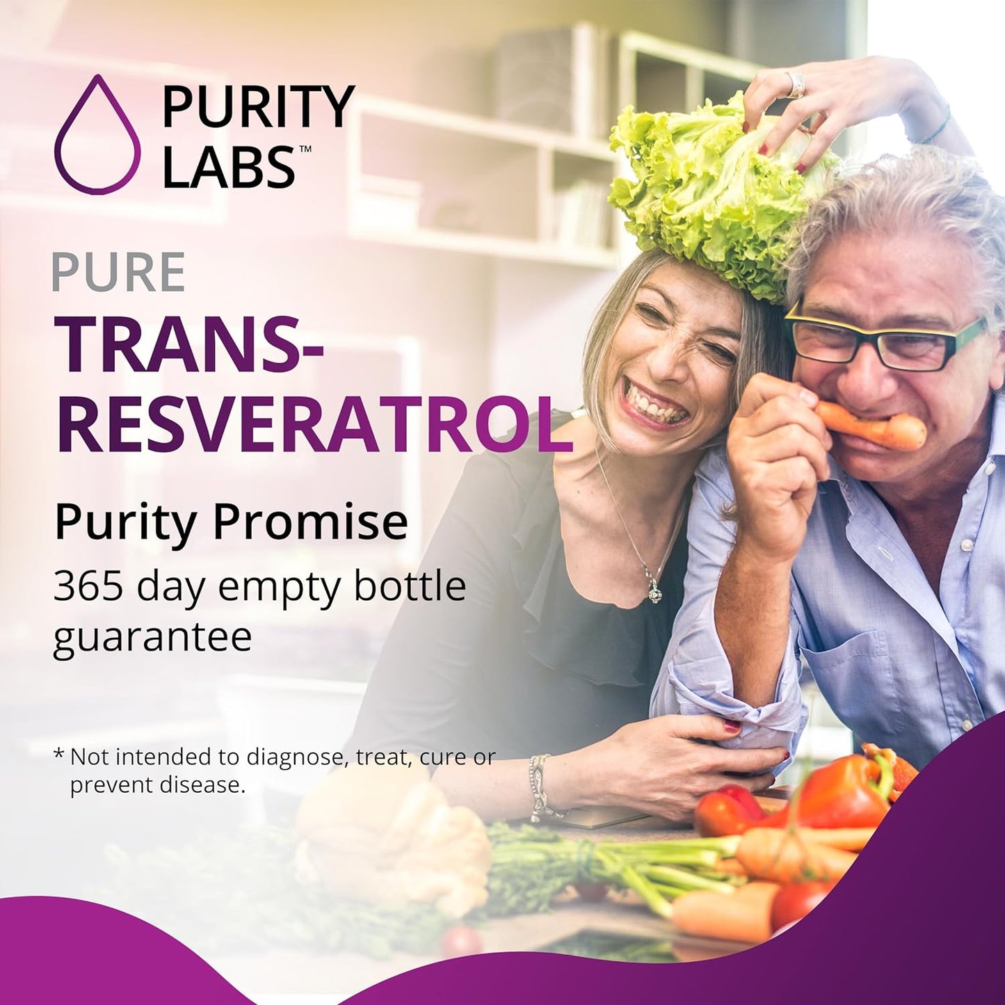 Purity Labs Pure Trans-Resveratrol Supplement + Quercetin 1500mg, 90count