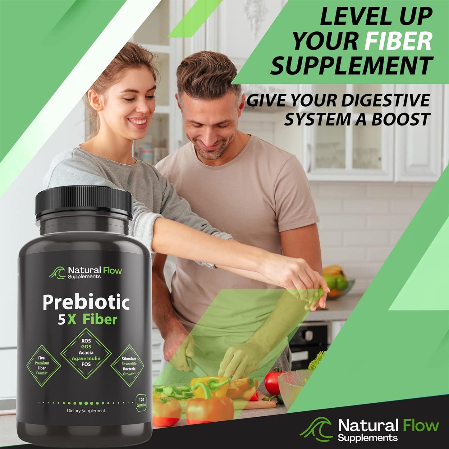 Prebiotic Fiber Supplement 5-in-1 -120 capsules