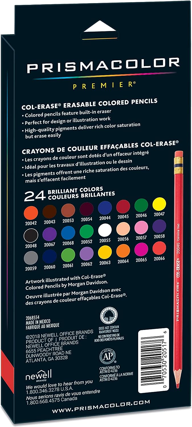 Prismacolor Col-Erase Erasable Colored Pencils, 24 Pack