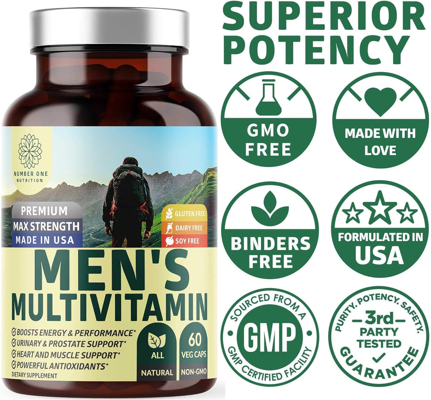 Number One Nutrition N1N Premium Men's Daily Multivitamin - 60 capsules