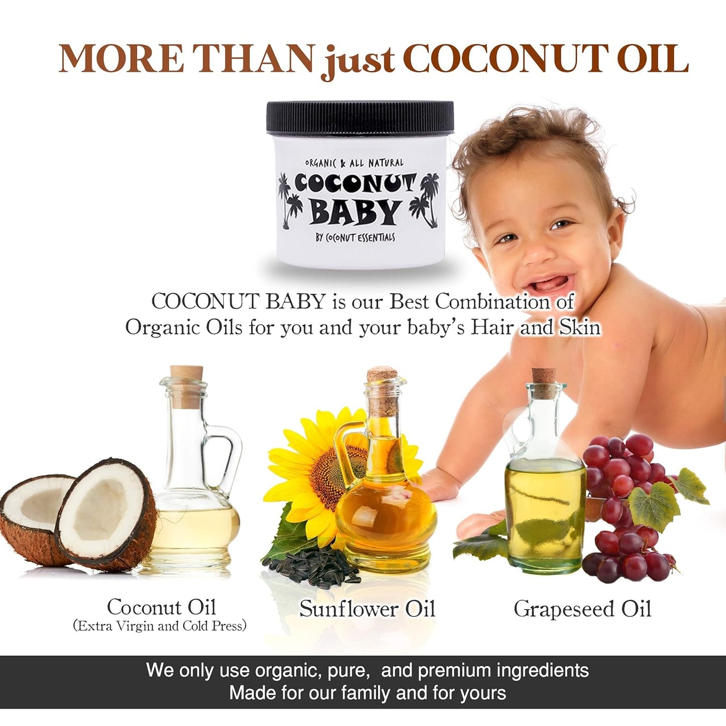 Coconut Essentials Coconut Baby Oil Organic Moisturizer