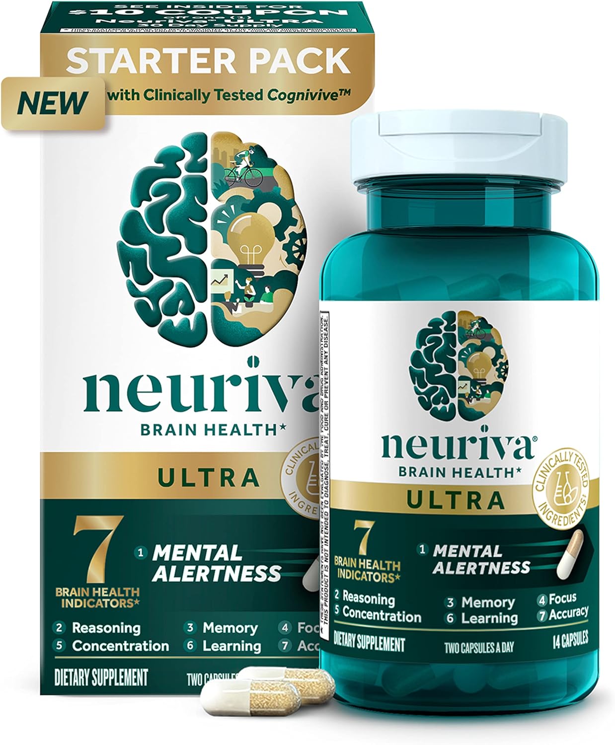 NEURIVA Ultra Decaffeinated Clinically Tested Nootropic  14 Capsules