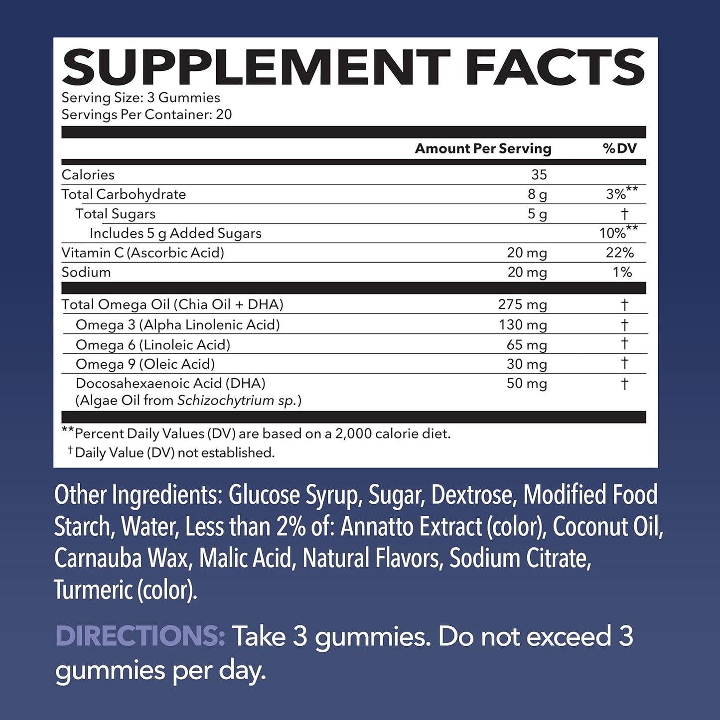 Omega 3-6-9 Gummies + DHA Vegetarian Friendly 60 gummies