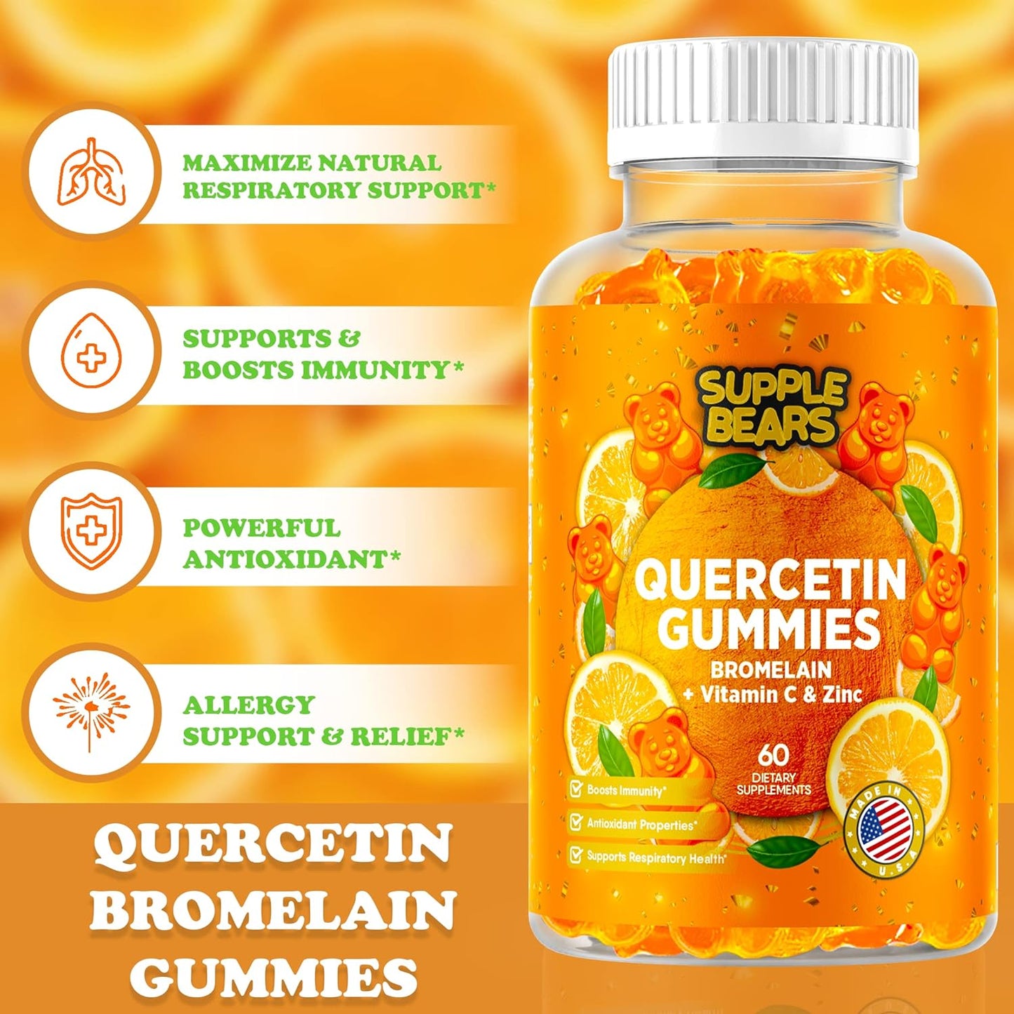 Supplebears Quercetin with Bromelain Gummies 60 supplements