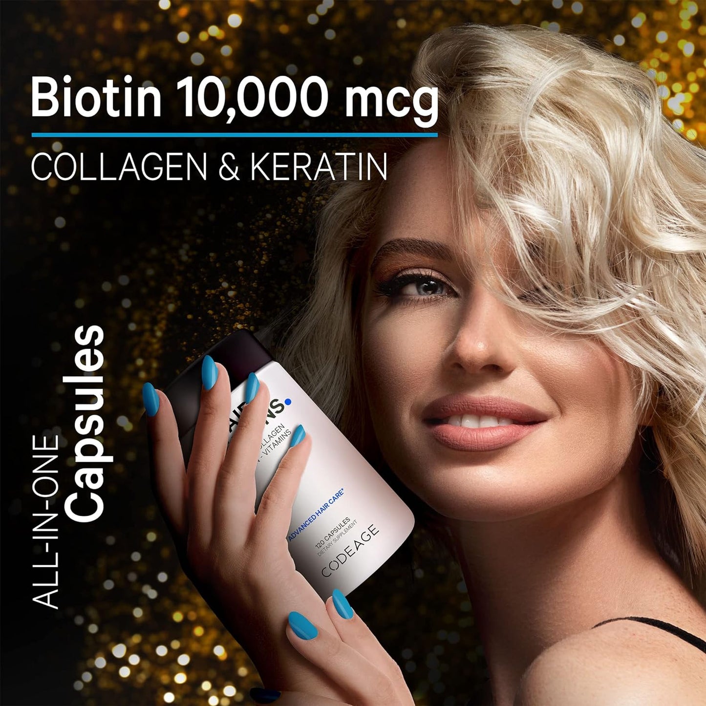 Codeage Hair Vitamins Biotin, Keratin, Collagen 120 Capsules