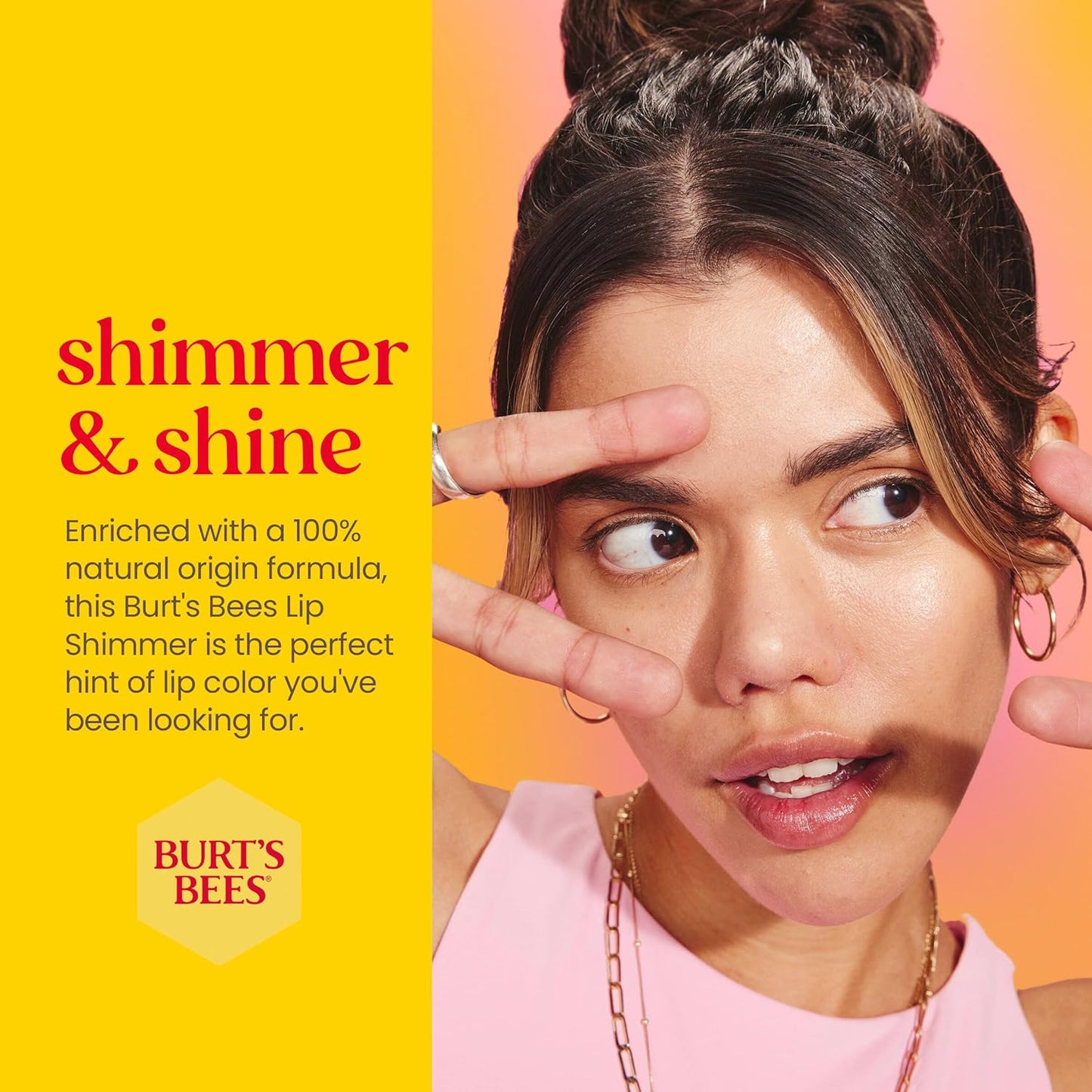 Burt's Bees Shimmer Lip Tint Valentines Day Gifts, Shimmering Lip Oil Stick,(4-Pack)