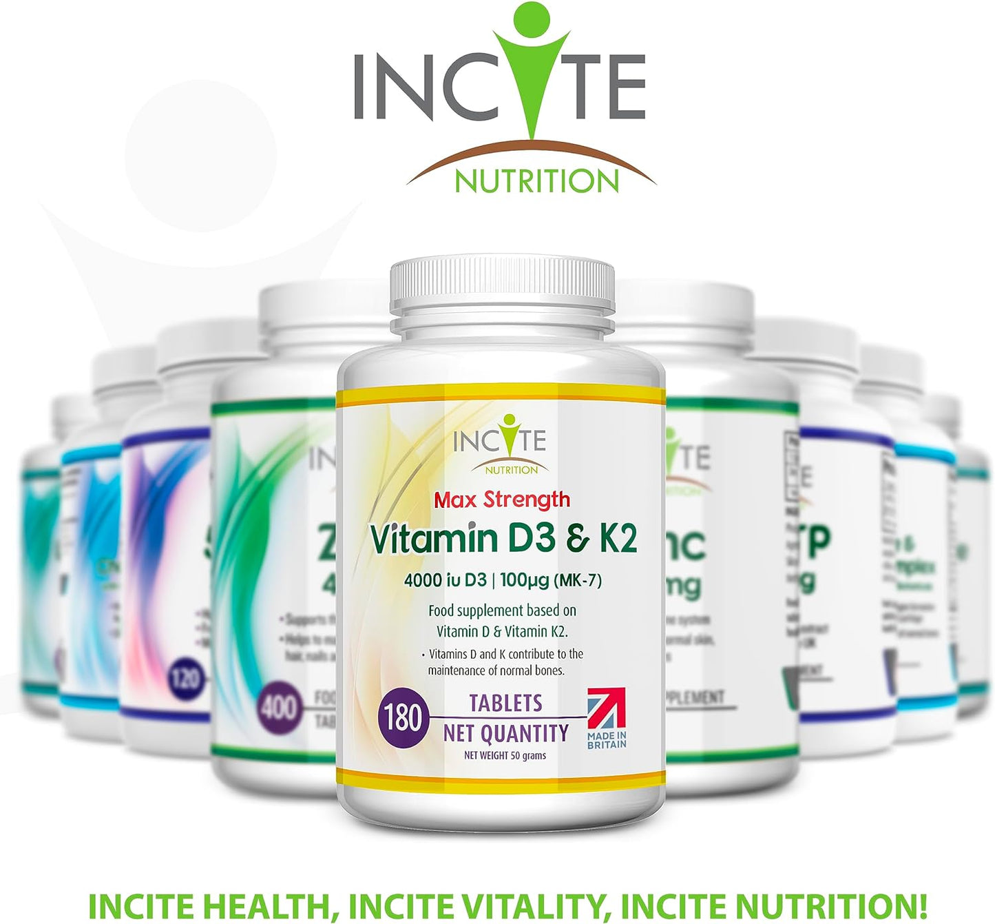 Vitamin D3 K2 (MK7) - Vitamin D3  & Vitamin K2-180 Tablets