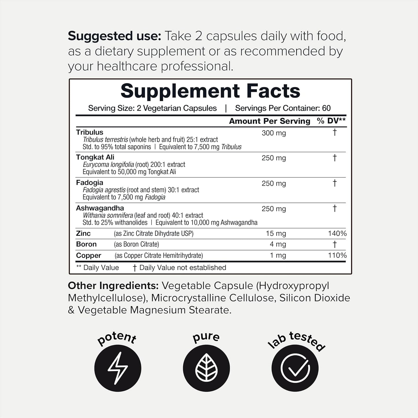 Elite T Formula: 75,000mg Power Enhanced with Tribulus (95% Saponins), 120 Capsules