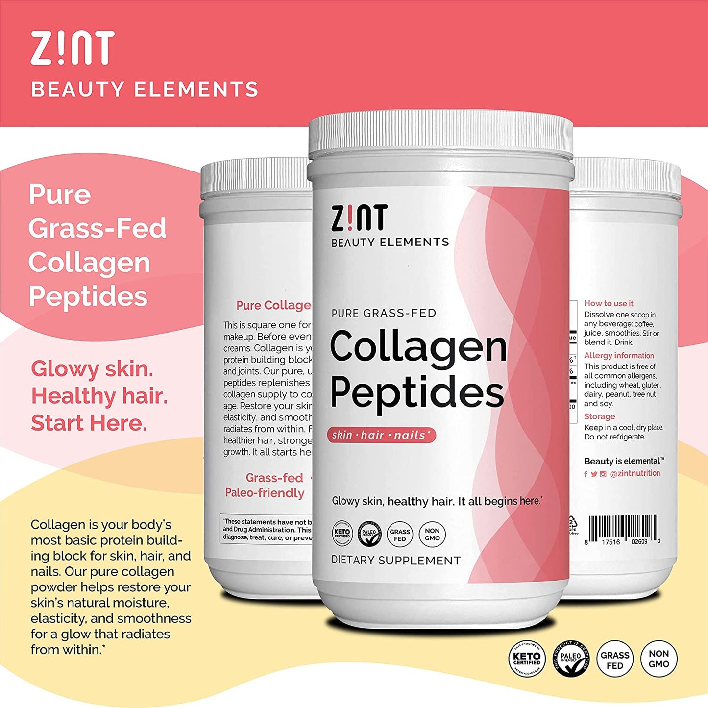 Zint Collagen Peptides Powder (32 oz)