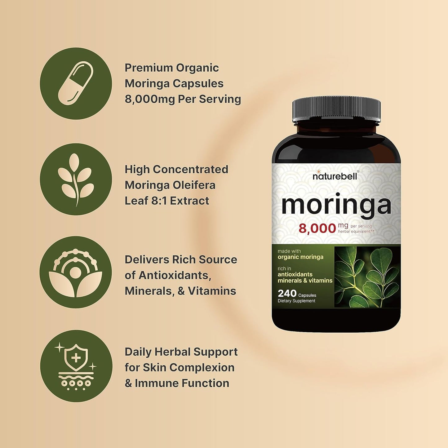 NatureBell Moringa Oleifera  240 Capsules