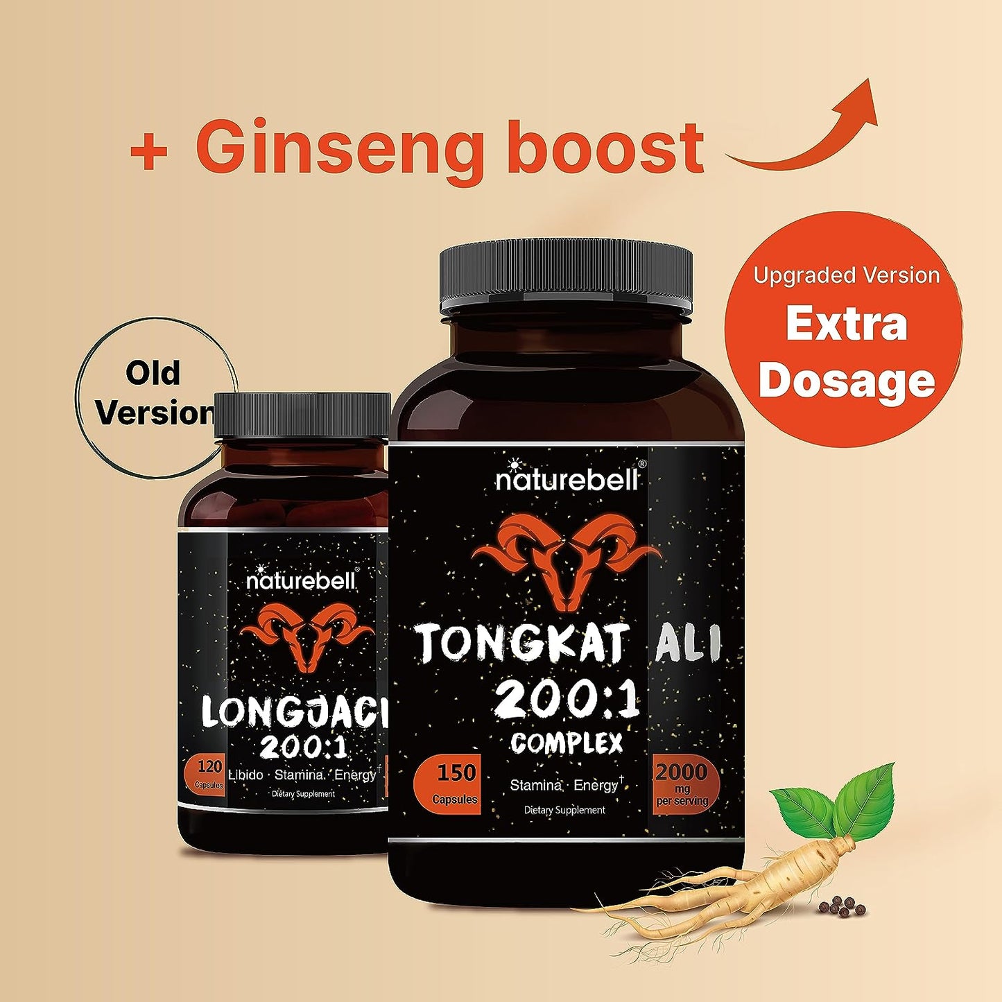 NatureBell Tongkat Ali   200:1 Extract for Men 150 Count