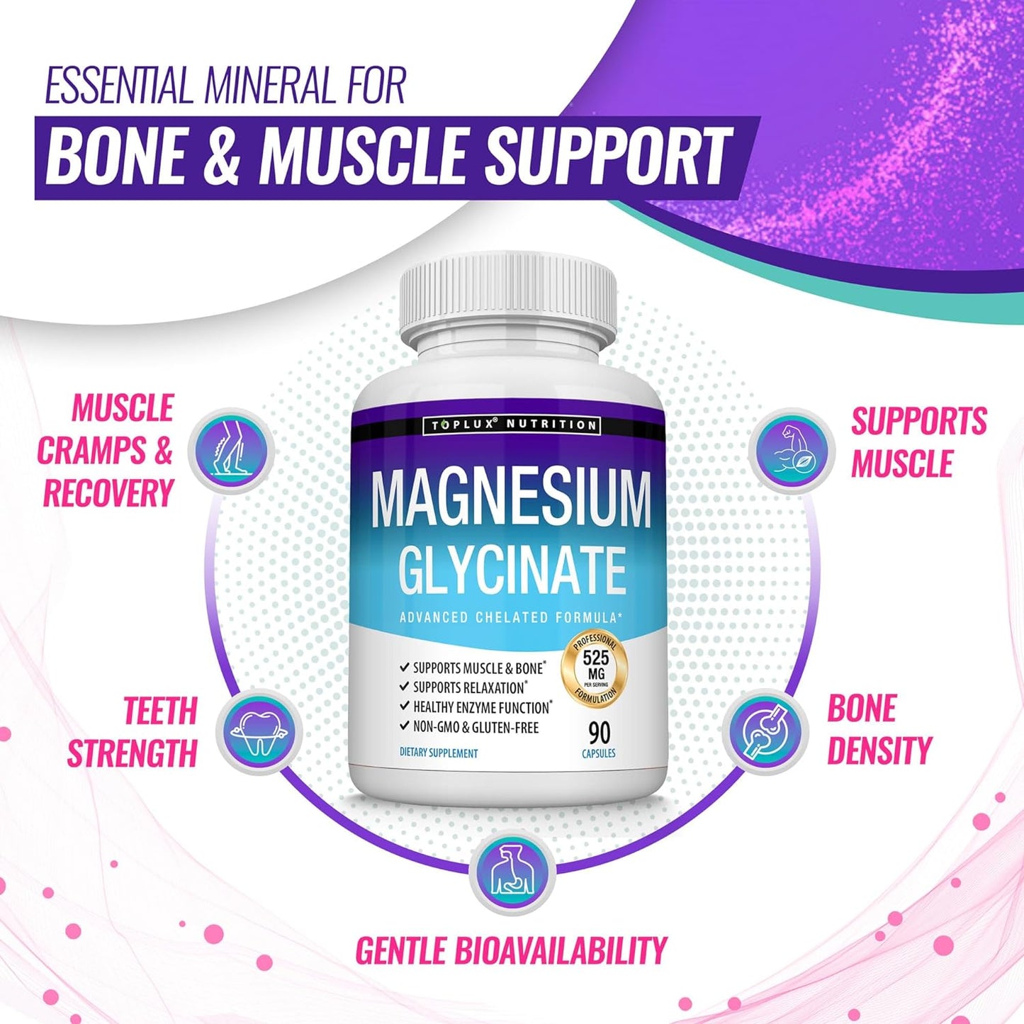 Magnesium Glycinate  Complex - High Absorption Magnesium  90 Capsules