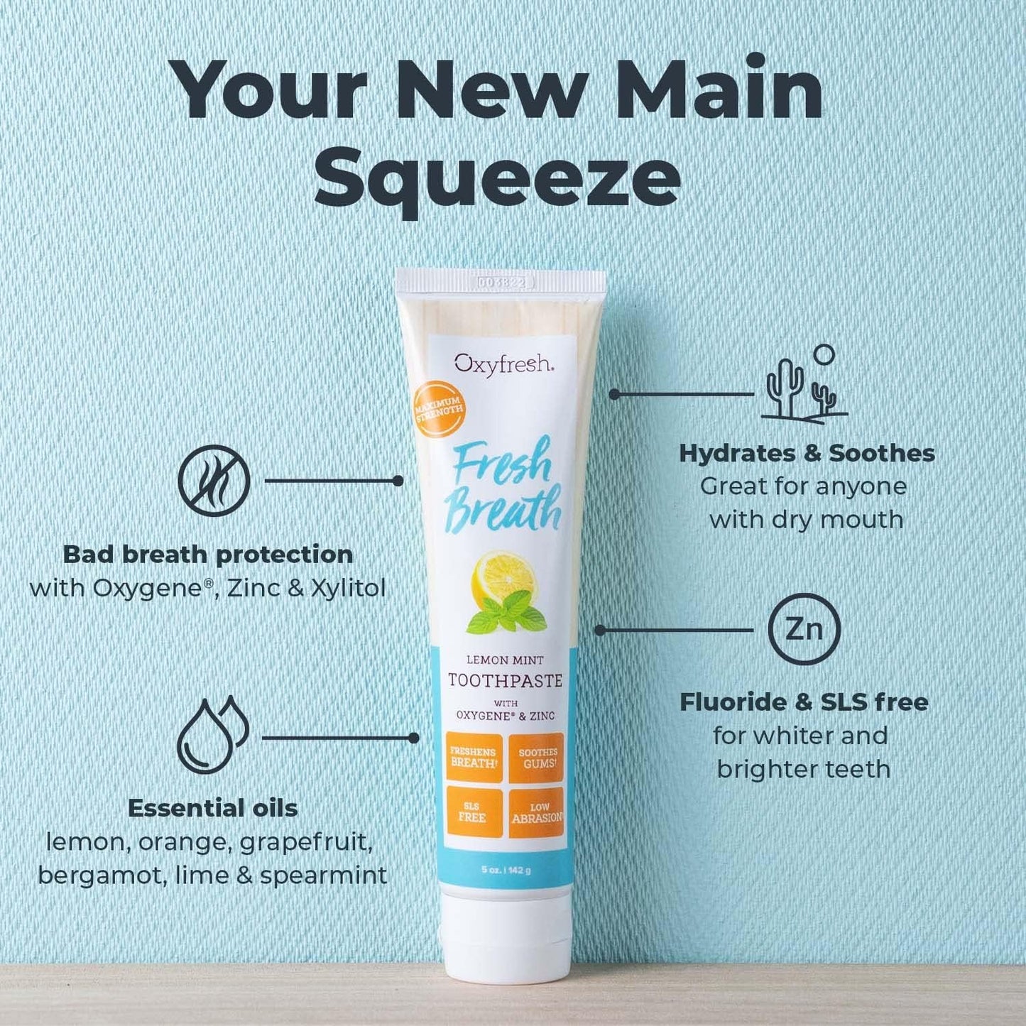 Premium Oxyfresh Maximum Fresh Breath Lemon Mint Toothpaste -5oz