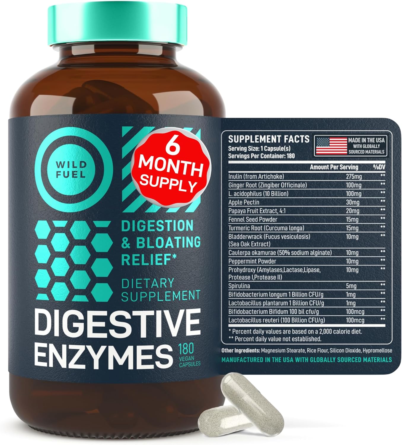 Digestive Enzymes with Probiotics and Prebiotics -  180 Caps