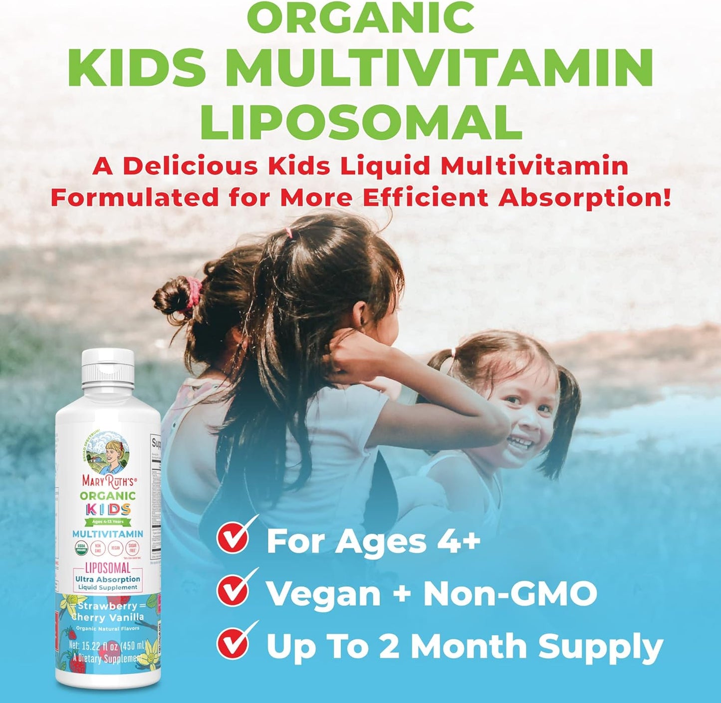 MaryRuth's Vitamin Liquid for Kids Liposomal Multivitamin 15.22 Fl Oz