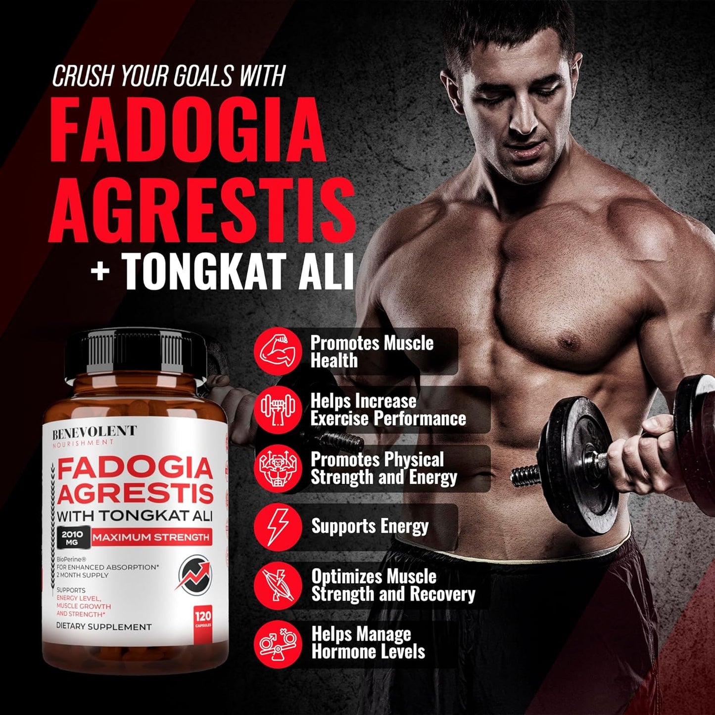 Fadogia Agrestis 1500mg [Highest Purity] + BioPerine® for High Absorption Supplement- 120 Capsules