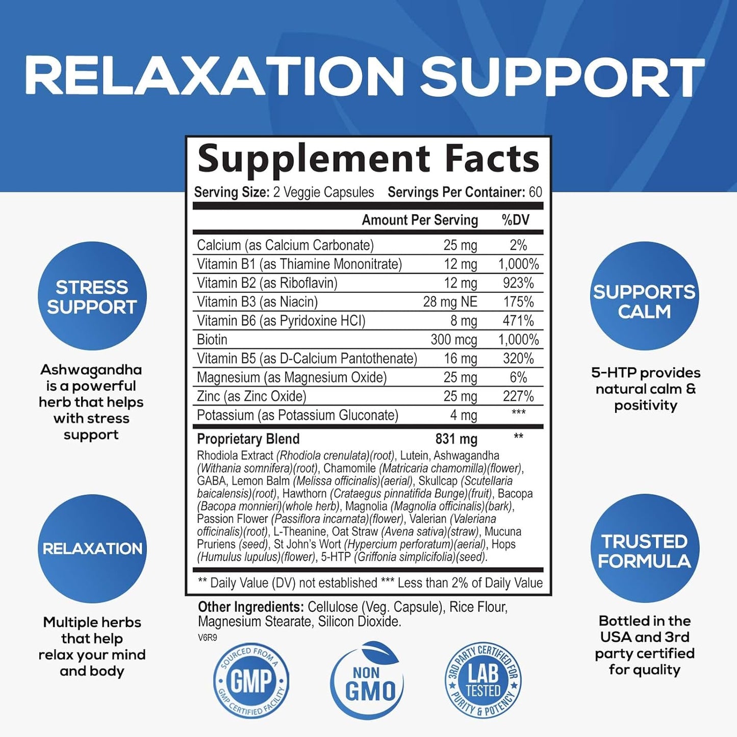 Nature's Nutrition Calm & Stress Support Supplement - 120 Capsules