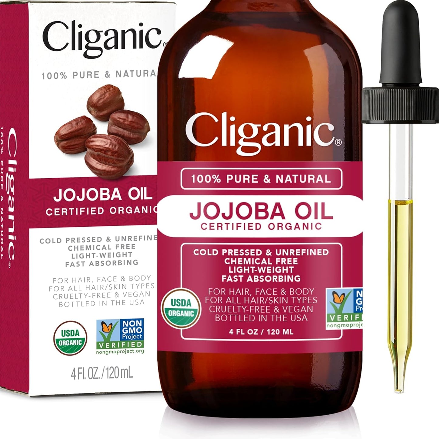 Cliganic Organic Jojoba Oil, 100% Pure (4oz)