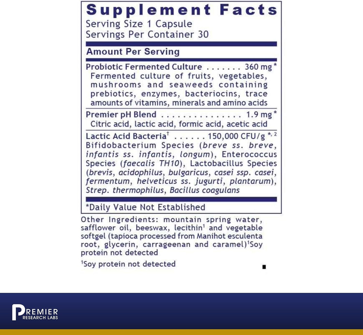 Premier Research Labs Probiotic Caps - Pre-, Pro-, and Post-Biotics - 30 Vegetarian Softgels