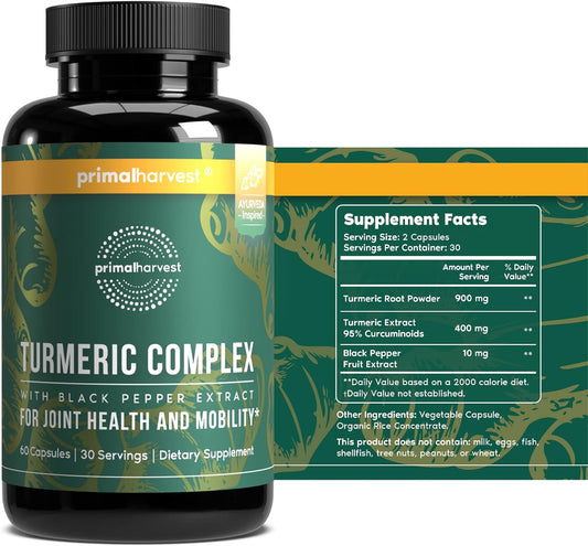 Primal Harvest Turmeric Curcumin with Black Pepper, 1 Bottle