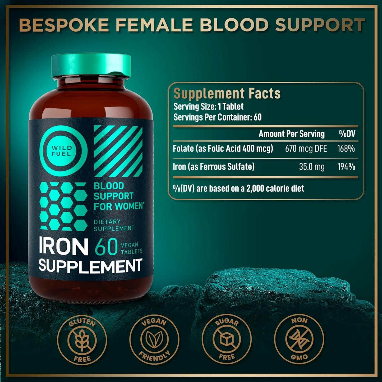 Iron Supplement for Women with Folic Acid -60 tablets